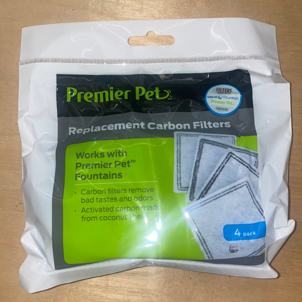 Premier Pet Water Filter System Replacement Carbon Filters- 4 pack